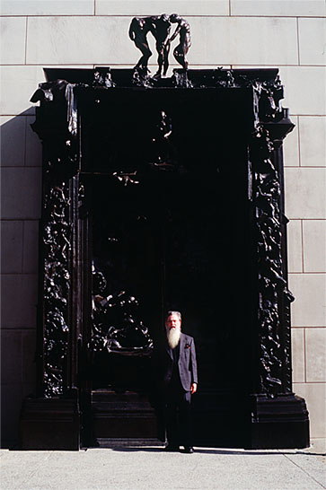 Photo of the poet David Daniels emerging from Rodin's Gates Of Hell into The Gates Of Paradise